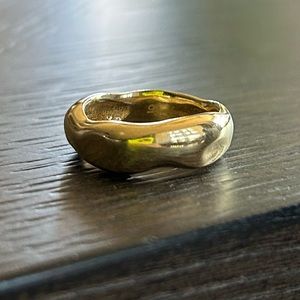 Solid Sterling Silver 18k Plated Band Ring Italy